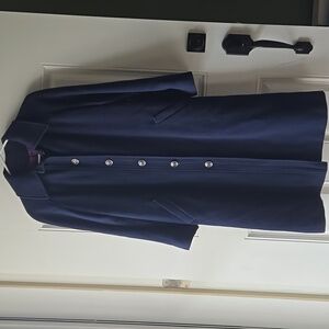 Vintage Denise Originals 100% Chinese Cashmere Navy Blue Trench Coat